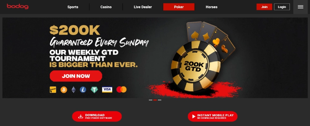 Bodog Poker main page