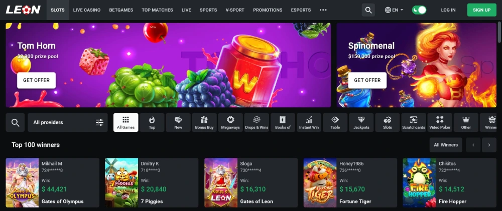 Leon Casino Main Page